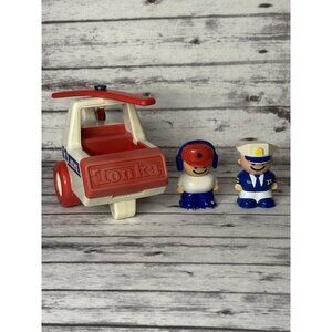 Vintage Plastic Tonka News Helicopter & Two Figurines Pilot News 3 Chopper